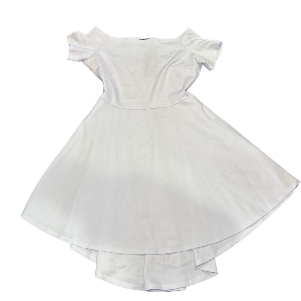 Sarin Mathews Women Off Shoulder Short Sleeve High Low Dress White LARGE